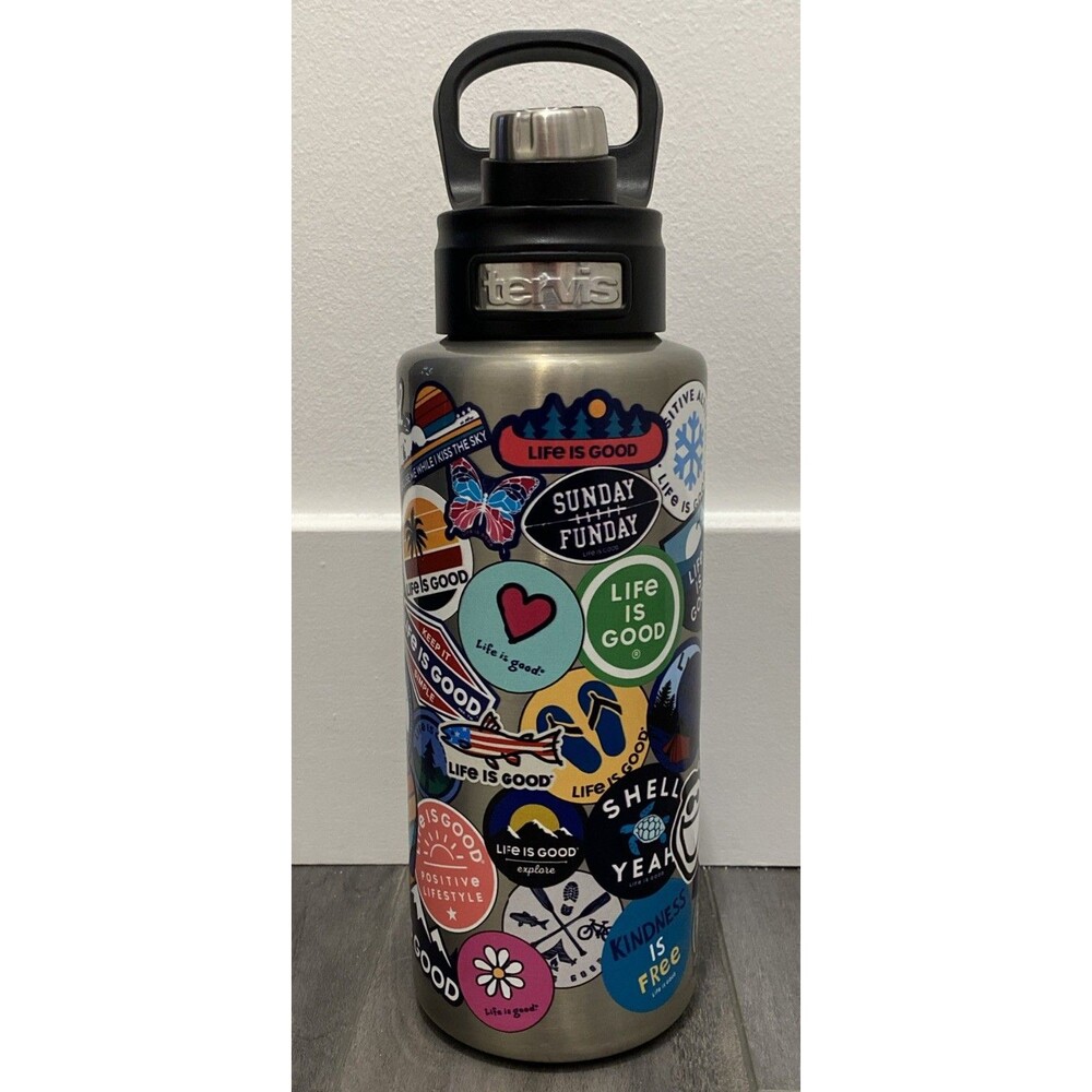 Tervis Life Is Good Sticker Deluxe Spout Wide Mouth 32 Oz Water Bottle NEW